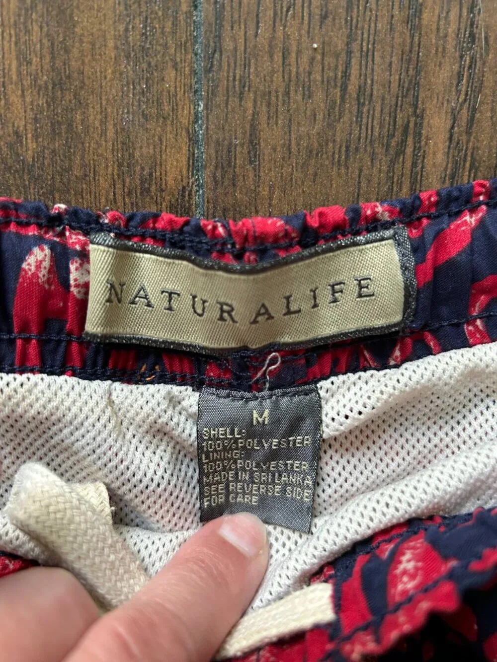 Men's Red & Black Printed Swim Trunks with Elastic Waist